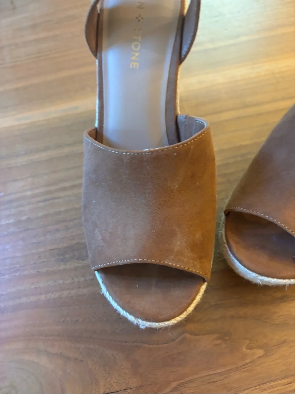 Suede Tan Espadrille Wedge Sandals with Ankle Strap